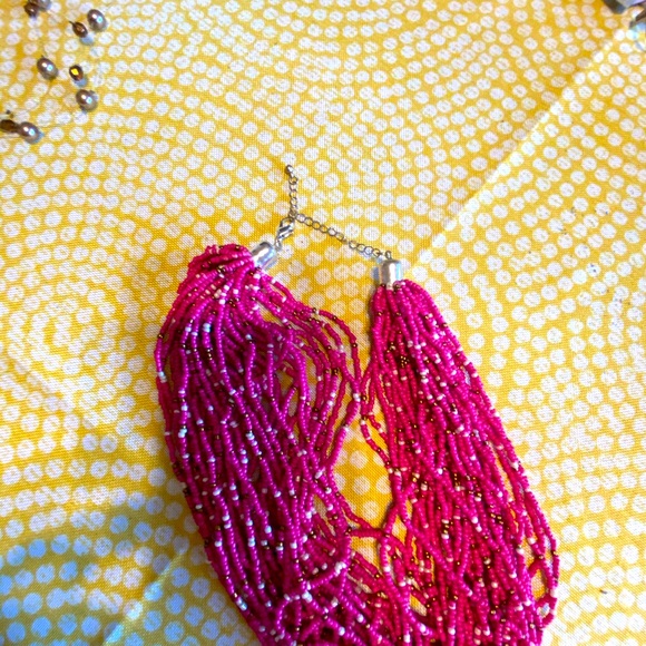 Pink speckled statement necklace adjustable - Picture 3 of 3